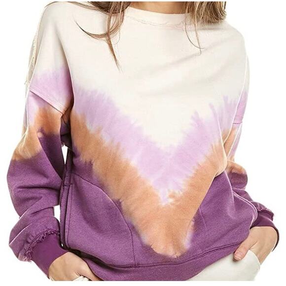 Free People Movement Ombré Mette Crew Neck Tie Dye Sweatshirt size XS oversized - Picture 2 of 14